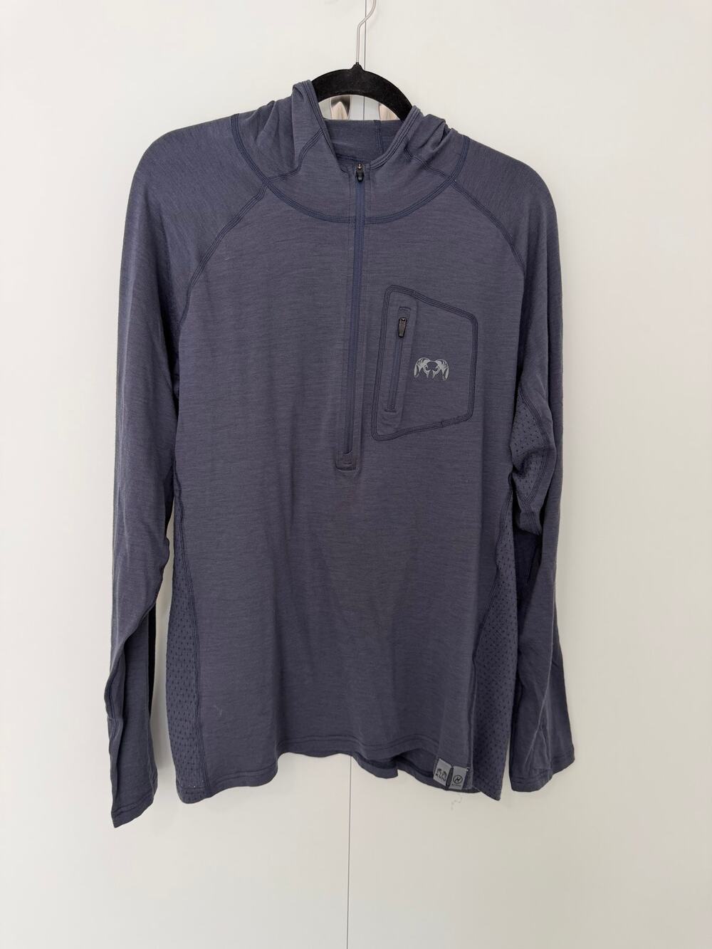 KUIU Men's Pro Merino 200 Zip-T Mid-Layer Hoodie Top in Steel Blue